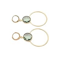 Handmade Hoop Earring Jewelry | Amethyst Gold Plated Earring Pairs | Open Circle Gemstone Round Clip On Earrings 1367)4