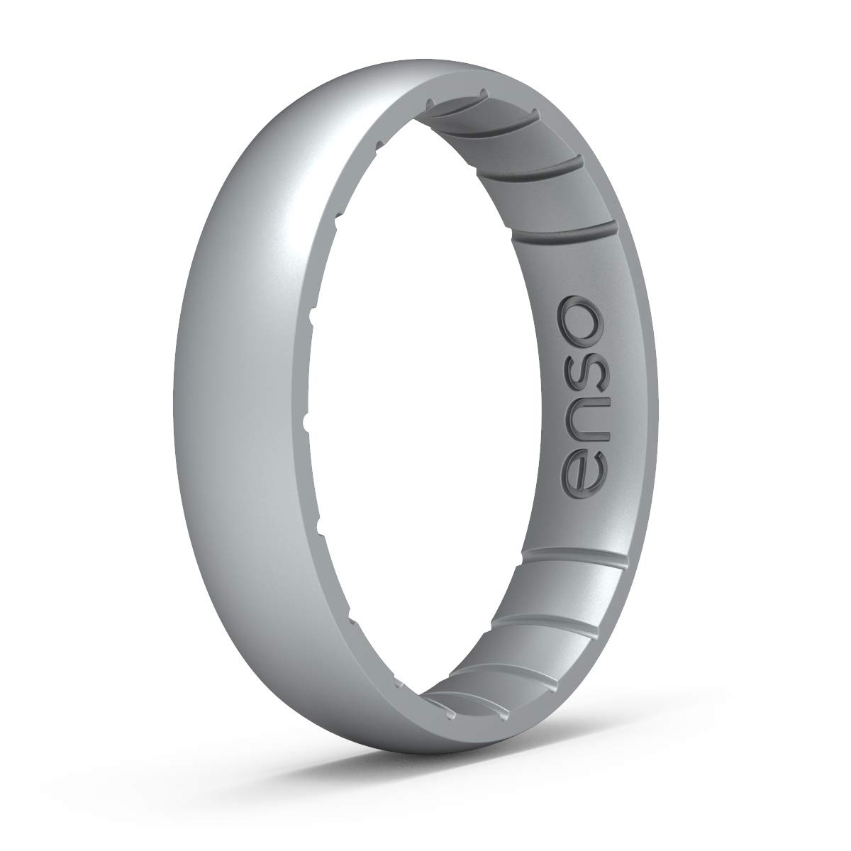 Enso Rings Thin Elements Silicone Ring Infused with Precious Elements – Stackable Wedding Engagement Band – 4.3mm Wide, 1.75mm Thick