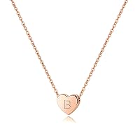 M MOOHAM Heart Initial Necklaces for Women Girls - S925 Sterling Silver Heart Necklace Initial Necklaces for Women Girls Kids Dainty Letter Tiny Initial Necklace for Women Teens Girls