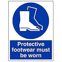 V Safety Eco Friendly Mandatory PPE - Protective Footwear Must Be Worn - 150 x 200 mm Safety Sign