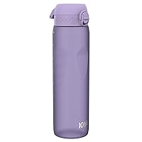 Ion8 1 Litre Water Bottle, Leak Proof, Flip Lid, Carry Handle, Rapid Liquid Flow, Dishwasher Safe, BPA Free, Soft Touch Contoured Grip, Ideal for Sports and Gym, Carbon Neutral, 32 oz, Light Purple