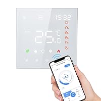 Smart Tuya WiFi Thermostat Voice Control 16A Digital Programmable LCD Display Touchscreen Underfloor Heating Temperature Controller Digital Intelligent Wall Thermostat for Electric Heating Compatible