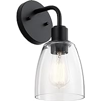 Kichler Meller 11 Inch 1 Light Wall Sconce with Clear Glass in Black