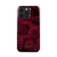 BURGA Phone Case Compatible with iPhone 15 PRO MAX - Hybrid 2-Layer Hard Shell + Silicone Protective Case - Red Roses Flowers - Scratch-Resistant Shockproof Cover