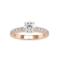 1/2 Carat Diamond and 1/2 Carat Moissanite Engagement Ring for Women in 14k Gold (I-J/G, SI1-SI2/VS2, cttw) V-Shape Prong Promise Ring for Her Size 4 to 10.5 by VVS Gems