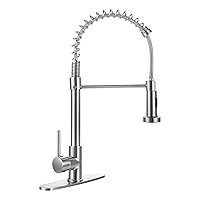 Brushed Nickel Kitchen Faucet with Sprayer Kitchen Faucets with Pull Down Sprayer RV Stainless Steel,Single Hole Faucet For Kitchen Sink Bar Launtry Farmhouse Utility Outside Sink Faucet Kitchen Decor