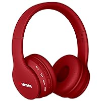 Headphones Bluetooth Wireless Kids Volume Limit 85dB /110dB Over Ear Foldable Noise Protection Headset AUX 3.5mm Cord Mic for Children Boy Girl Travel School Phone Pad Tablet PC Red