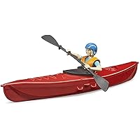 Bruder bworld - Kayak with Figure (63155) - For Ages (4) and Up- Floating Kayak and Paddler Equipped with Helmet and Paddle