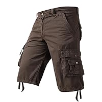 Men's Summer Soft Relaxed Fit Knee Length Long Cargo Shorts Inseam 13