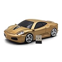 Sport Car Shape Computer Mice 2.4ghz Wireless Mouse 1600dpi Optical Gaming Mice (Gold)