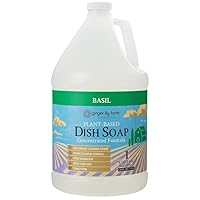 Ginger Lily Farms Botanicals Plant-Based Liquid Dish Soap, Concentrated Formula with Max Grease Cleaning Power, Cruelty-Free, Basil Scent, 1 Gallon Refill (128 Fl. Oz.)
