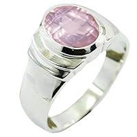 Choose Your Color Natural Stone Silver Rings Bold Oval Shape Bezel Setting Handcrafted Sizes 5-12