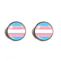 Handmade Design By ShiCong Fashion Jewelry Trans Pride Cuff Earring Flag Transgender Cosplay