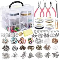 Jewelry Making Supplies Kit Earring DIY Set with Beads Pliers Beading Wire for Necklace Bracelet Earrings 1171PCS,Jewelry Making Supplies kit