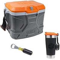Klein Tools 80068 Cooler with Tumbler Kit with a 17-Quart Hard Cooler, 20-ounce Tumbler, and Bottle Opener, 3-Piece