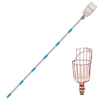 Fruit Picker Tool, 8- Foot Fruit Picker with Detachable Stainless Steel Pole, Fruit Picking Equipment for Getting Fruits