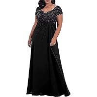 Lace Appliques Mother of The Bride Dresses for Wedding Women's Long Formal Wedding Party Prom Gowns Plus Size
