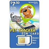 SpeedTalk Mobile $7.50 Pet GPS Tracker SIM Card | 3 in 1 Simcard Standard, Micro, Nano - GSM 4G 5G LTE for Dog Cat Tracking and Activity Devices - Canada and Mexico Roaming