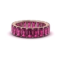 Choose Your Color Modern Eternity Band 18k Rose Gold Plated Channel Emerald Cut Friendship Day Chunky Promise Ring Office wear Party wear Gift for Womens and Girls Size US 4 to 13