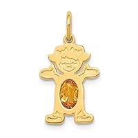 14k Gold Girl Oval Citrine Birth Month Pendant Necklace Jewelry Gifts for Women in White Gold Yellow Gold Choice of Birth Month and 6x4mm-November