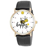 BEE Happy, Bright & Cheerful Smiley FACE Solid Brass Unisex Watch + Gift Box