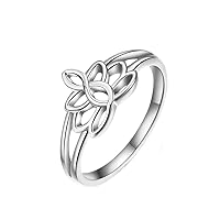 Lotus Flower Yoga Ring for Women Silver Open Adjustable Mid Pointer Finger Ring for Teen Girls Birthday Chrismas Gifts Toe Ring