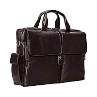 Maxwell Scott - Personalized Mens Luxury Leather Business Briefcase with Two Front Pockets and Shoulder Strap - The Lagaro