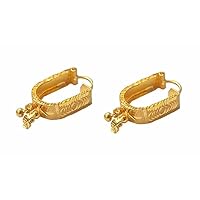 22K/18K Real Certified Fine Yellow Gold Carved Hoop Earrings