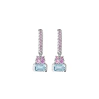 YoTreasure 1.31 Ct. Aquamarine Pink Sapphire Solid 14k White Gold Drop Earring Jewelry, Gemstone Metal, aquamarine, sapphire