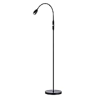 O’Bright Ray – Adjustable LED Beam Floor Lamp, Dimmable and Zoomable Spotlight, Flexible Gooseneck, Reading/Crafting Standing Lamp, Work Table Light, Matte Black
