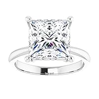 10K Solid White Gold Handmade Engagement Rings, 4 CT Princess Cut Moissanite Diamond Solitaire Wedding/Bridal Rings for Women/Her, Anniversary Ring Gifts
