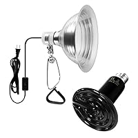 Simple Deluxe 150W Reptile Ceramic Heat Lamp Bulb and 150W Clamp Light with 8.5 Inch Reflector for Amphibian Pet, Black&Silver