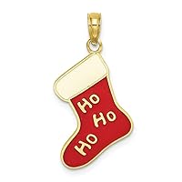 10k Gold Ho Ho Ho Christmas Stocking / 2 d Charm Pendant Necklace Measures 11.75x12.8mm Wide Jewelry for Women