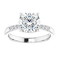 2 CT Round Moissanite Engagement Ring Wedding Eternity Band Vintage Solitaire Antique 4-Prong -Setting Minimalist Silver Jewelry Anniversary Promise Vintage Ring Gift for Her