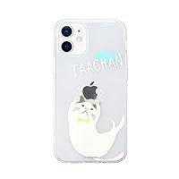 Abbi Friends ABF19358i12 iPhone (5.4 inch) Cat Case, Clear, White Cat, Animal, Soft, Transparent, Prevents Contact Marks, TPU, Qi Charging, Wireless Charging, iPhone 12 Mini Cover