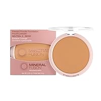 Mineral Fusion Pressed Powder Foundation, Neutral 4 - Med Skin w/Neutral Undertones, Age Defying Foundation Makeup with Matte Finish, Talc Free Face Powder, Hypoallergenic, Cruelty-Free, 0.32 Oz