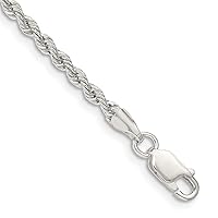 Sterling Silver Anklet 10 inch 2.5 mm Solid Rope Chain