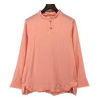 Blouse Spring Autumn Cotton Shirt Ladies Long Sleeve Casual Blouse Women Casual Pink L