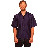 Men's Silk Shirt - Navy - S-XL