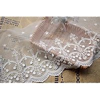 30cm Width DIY Garment Accessories Soft Net Lace Trim Exquisite Cotton Embroidery lace Ribbon Sewing Lace Wedding Decor Craft lace.1372