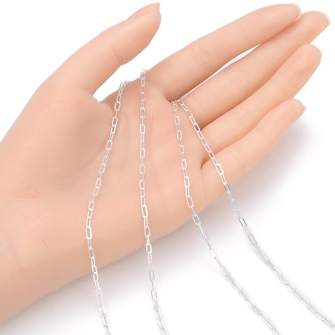 Adabele 5 Feet (60 Inch) Authentic 925 Sterling Silver Unfinished 2.5mm (0.1 Inch) Paperclip Link Drawn Cable Chain for Jewelry Making Nickel Free Hypoallergenic SSK-D1