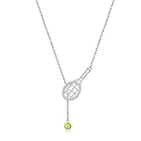 MANBU Sterling Silver Volleyball Pendant Tennis Racket and Ball Y-Necklace for Women Girls Sporty Jewelry Gifts for Volleyball Tennis Players Daughter Granddaughter