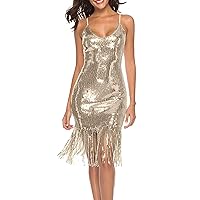 XJYIOEWT Maternity Dress for Wedding Guest Champagne,Sequin Dress for Women Sleeveless V Neck Sparkly Glitter Mini Dress