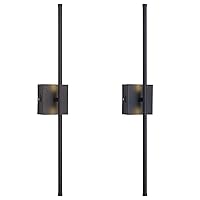 Modern Wall Sconces Set of Two, Dimmable Hardwired Wall Sconces, 350° Rotate, LED Matte Black Wall Light Fixtures, 3000K Warm Light Wall Lamp for Bathroom, Living Room, 27.8 Inch (2 Pack)