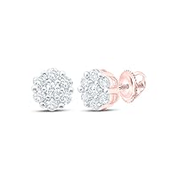 10K Rose Gold Diamond Flower Cluster Earrings 1/2 Ctw.