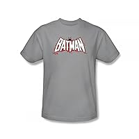 Batman - Plaid Splat Logo Slim Fit Adult T-Shirt In Silver
