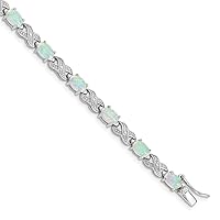 925 Sterling Silver Polished Box Catch Closure Simulated Opal and Diamond Bracelet 7 Inch Box Clasp Measures 6mm Wide Jewelry for Women
