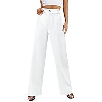onlypuff Womens Slacks High Waisted Pants Wide Leg Straight Long Work Business Trousers with Pockets