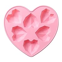 Valentine's Day Hearts Shape Series Chocolate Silicone Molds Non-stick Baking Candy Sugarcraft Mold for Cake Decoration Small Soap Clay Tool DIY Ice Cube Tray 6 Cavities (1 Pieces, Pink)