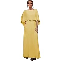 Chiffon Mother Dresses with Cape - Mother of The Groom Dresses for Wedding Floor Length